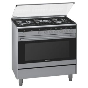 Siemens 5 Burners Gas Cooker, Full Safety Auto Ignition ‎High Efficiency Gas Oven, Gas Grill 90 x 60 cm Color Silver Model - HG73G8357M - 1 Year Full Warranty.