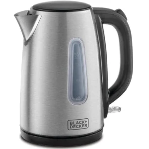 Black+Decker 1.7 Liter Cordless Electric Kettle, Stainless Steel, 2200W, Water-Level Indicator, Removable Filter, Auto Shut-Off, Color Silver/Black Model - JC450-B5 - 2 Year Warranty.