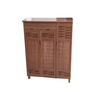 Galaxy Design Wooden Shoe Cabinet 3 Doors And Drawer Brown Color 120 x 115 x 40 cm | Model- GDF-4702