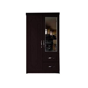 Galaxy Design 2-Door Wooden Wardrobe Cabinet with Mirror & Drawers – Chocolate (90x190x55 cm) – GBFCH-622C