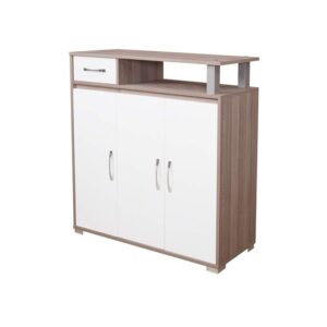 Galaxy Design Compact Shoe Cabinet-Light Oak+White-16pairs