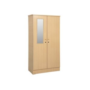 Galaxy 2 Door Wooden Wardrobe/Cupboard with Mirror – Beige D50 x W90 x H190 cm