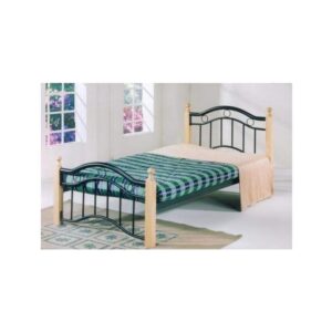 Galaxy Design Single Bed – Iron Metal Frame & Oak Wooden Beige Legs (190x90x120 cm)