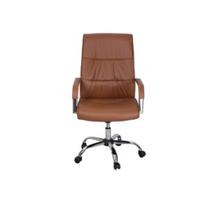 Office Chair Leather with Wheels - Brown by Galaxy