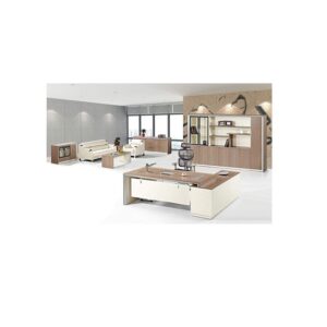 Galaxy Design Executive Class Office L-Shape Desk – 180 CM, Brown with White Contrast Color Model GDFHY-001
