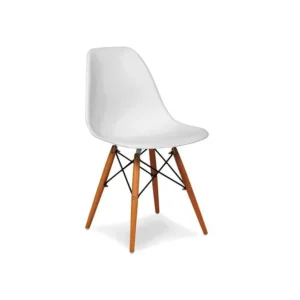 Galaxy Design Modern Dining Chair Plastic Shell With Wooden Legs Color White Size (L x D x H) 41 x 40 x 83cm Model- JEAM1.