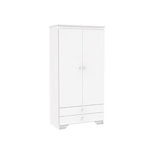 Galaxy Design Wooden Wardrobe with Two Doors and Two Drawers – White H 182 cm x W 91 cm x D 47 cm
