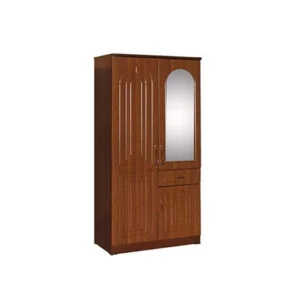 Galaxy Design Two Door Wooden Cupboard With Mirror Brown Color - W100cm x H200cm x D55cm