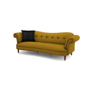 Galaxy Design Moray Series 3 Seater Sofa – Velvet Fabric, Pure Wood Base, Goldish Yellow Color GDFMRY-602-16