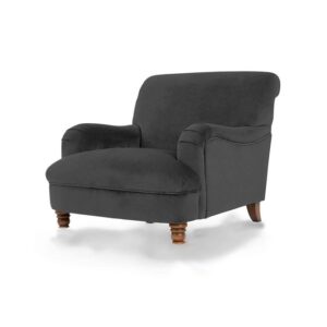 Galaxy Design Nomi Series Single Seat Sofa - Velvet Fabric, Pure Wood Base, Grey Color GDFNMI-602-34
