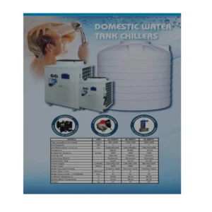 Jet Cool 2 Ton Domestic Water Tank Chiller Plant, 800-1000 Gallon Capacity, Scroll Compressor, Color White Model - GL-24WTC - 1 Year Warranty.