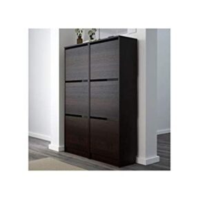 Galaxy Shoe Cabinet With 3 Compartments, Depth: 28 cm, Height: 135 cm, Width: 49 cm, Black-Brown