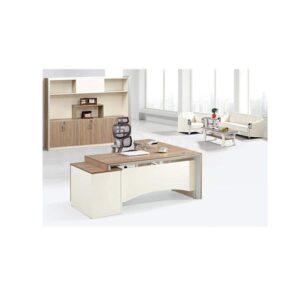 Galaxy Design Executive Class Office Table – L-Shape, 180 CM, Brown with White Contrast Model GDFHY-005