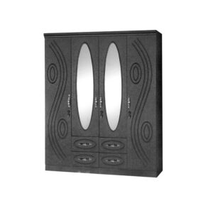 Galaxy Design 4 Door Wooden Cupboard/Wardrobe with Mirror Black 8821-4BLK
