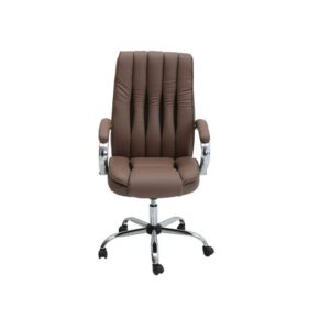 Galaxy Office Chair PVC Fabric with Wheels, Brown - AFT8199